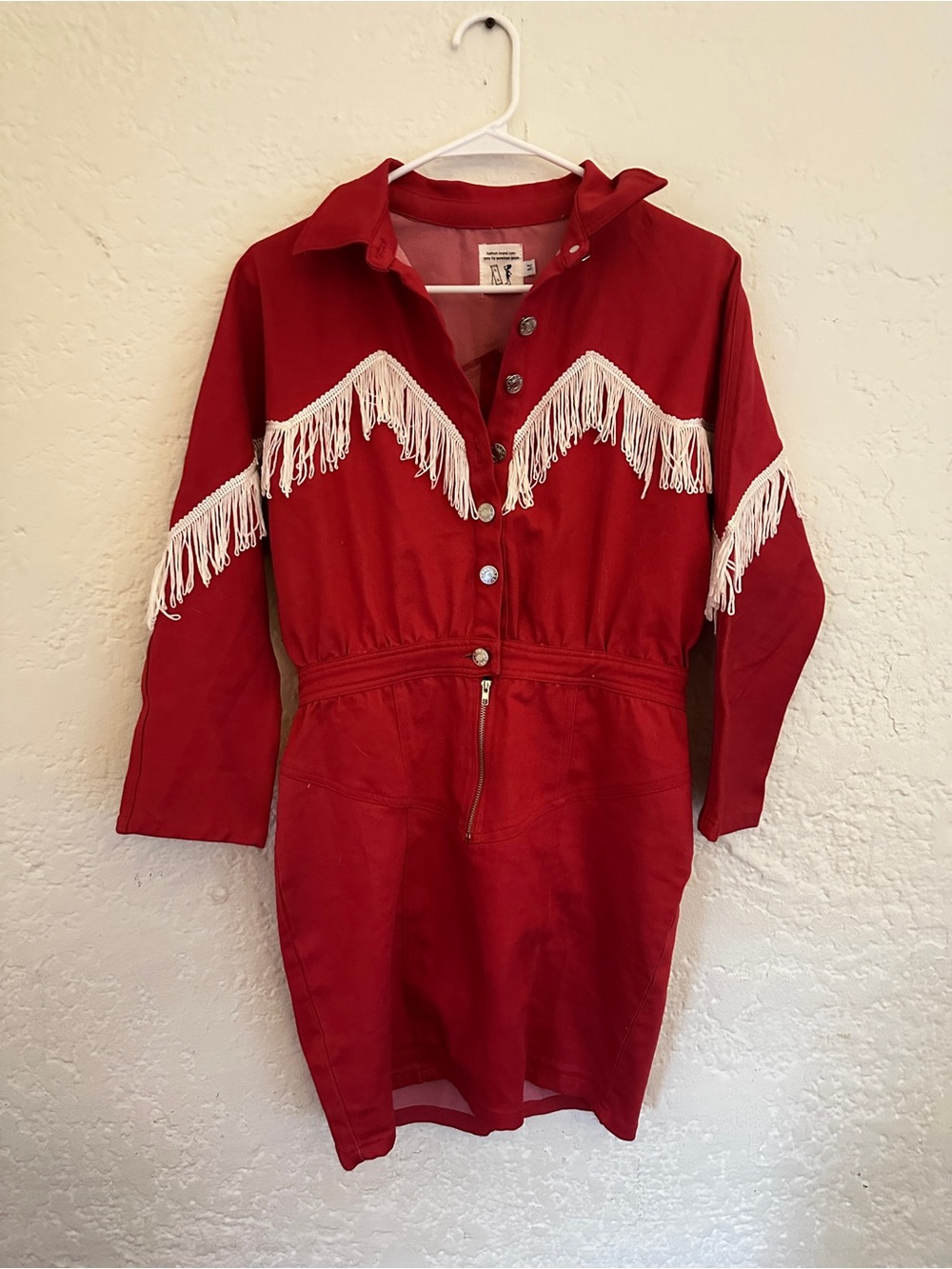 FBC Red OG Fringe Western Style Cowgirl Dress - M fits like S
